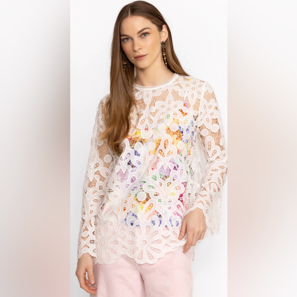 Johnny Was Lisette Lace Top And Floral Cami
